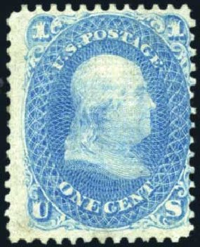 Costs of US Stamps Scott Catalogue #92: 1c 1868 Franklin Grill. Harmer-Schau Auction Galleries, Apr 2009, Sale 81, Lot 539