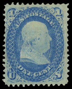 Price of US Stamp Scott # 92 - 1c 1868 Franklin Grill. Daniel Kelleher Auctions, Dec 2014, Sale 661, Lot 100