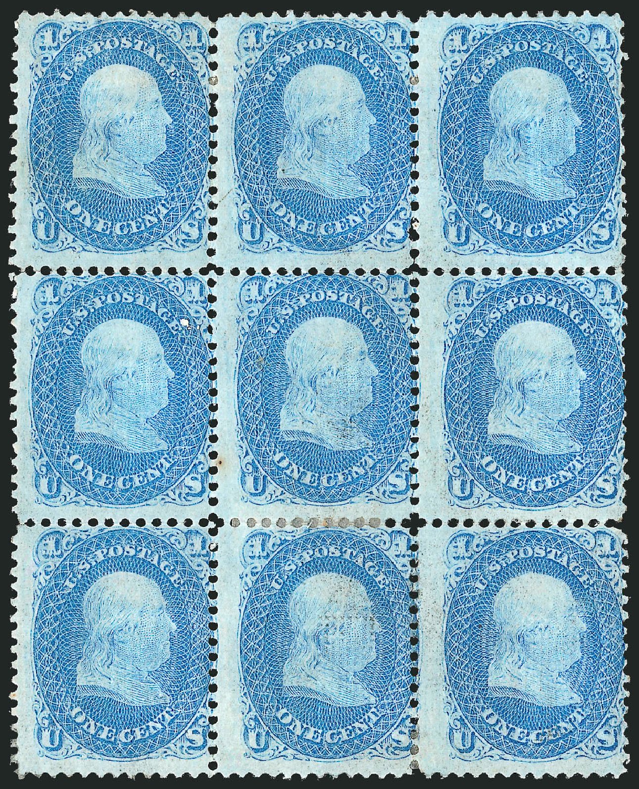 Price of US Stamps Scott Catalog #92 - 1c 1868 Franklin Grill. Robert Siegel Auction Galleries, Nov 2014, Sale 1084, Lot 3270