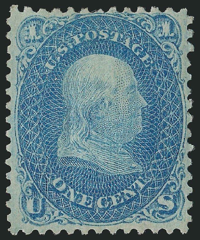 Prices of US Stamp Scott Catalog 92: 1c 1868 Franklin Grill. Robert Siegel Auction Galleries, Jul 2014, Sale 1077, Lot 101