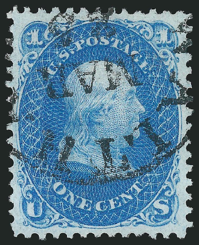 Prices of US Stamps Scott Cat. #92 - 1c 1868 Franklin Grill. Robert Siegel Auction Galleries, Feb 2015, Sale 1092, Lot 1071