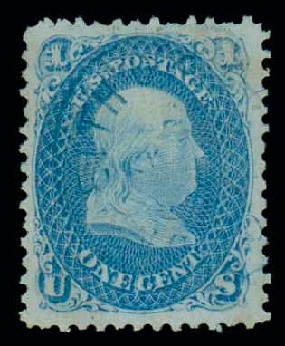 Costs of US Stamps Scott #92 - 1c 1868 Franklin Grill. Matthew Bennett International, Dec 2007, Sale 323, Lot 244