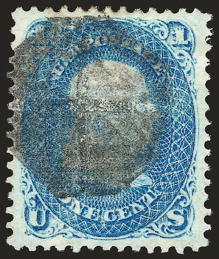 US Stamps Price Scott Catalog #92: 1868 1c Franklin Grill. Robert Siegel Auction Galleries, Oct 2008, Sale 963, Lot 594