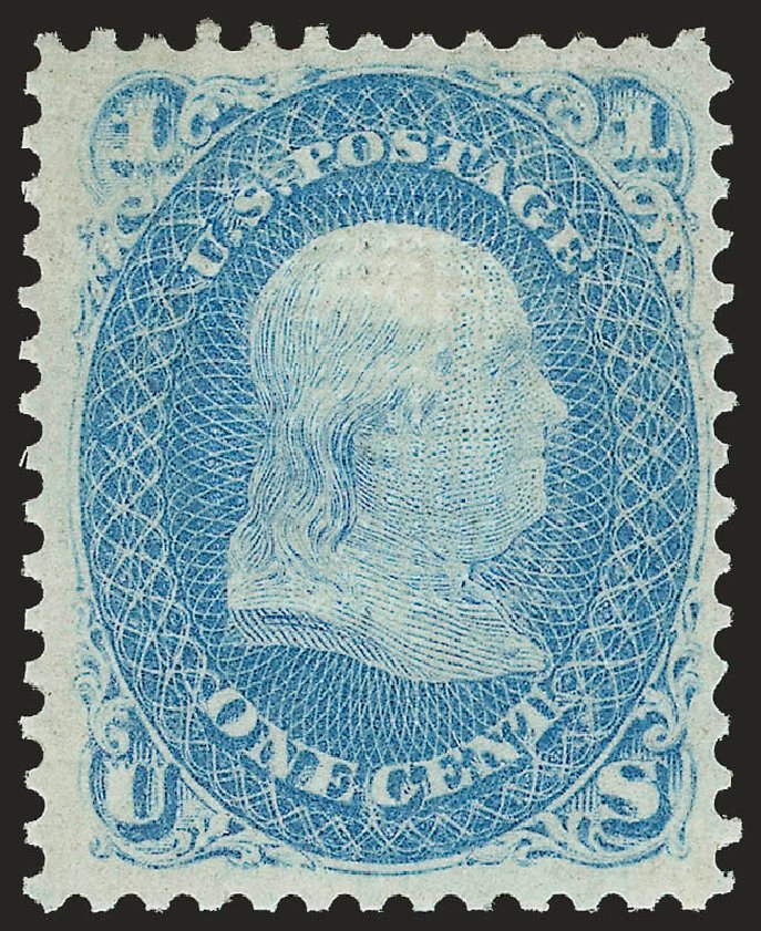 US Stamps Prices Scott #92 - 1c 1868 Franklin Grill. Robert Siegel Auction Galleries, Apr 2009, Sale 972, Lot 3092