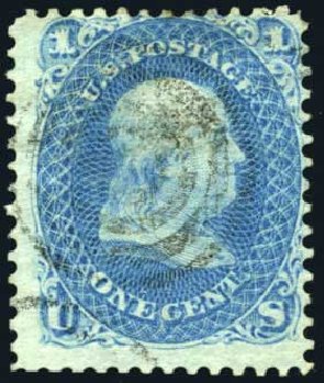 Price of US Stamps Scott #92: 1c 1868 Franklin Grill. Harmer-Schau Auction Galleries, Oct 2008, Sale 79, Lot 83