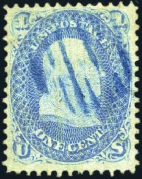 Costs of US Stamp Scott #92: 1c 1868 Franklin Grill. Harmer-Schau Auction Galleries, Mar 2011, Sale 89, Lot 143