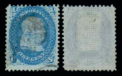 Costs of US Stamp Scott 92: 1868 1c Franklin Grill. Matthew Bennett International, Dec 2007, Sale 325, Lot 1546