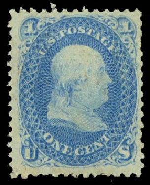 Price of US Stamps Scott # 92: 1868 1c Franklin Grill. Daniel Kelleher Auctions, Sep 2014, Sale 655, Lot 236