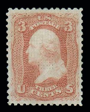 US Stamp Price Scott #94 - 1868 3c Washington Grill. Matthew Bennett International, Oct 2007, Sale 322, Lot 2027