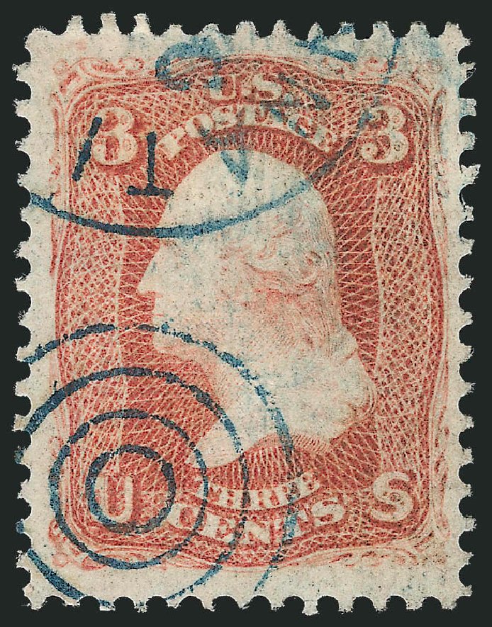 Cost of US Stamps Scott Cat. # 94: 1868 3c Washington Grill. Robert Siegel Auction Galleries, Oct 2011, Sale 1014, Lot 1247