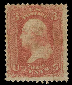 US Stamp Prices Scott Cat. # 94: 3c 1868 Washington Grill. Daniel Kelleher Auctions, Jun 2012, Sale 630, Lot 1308