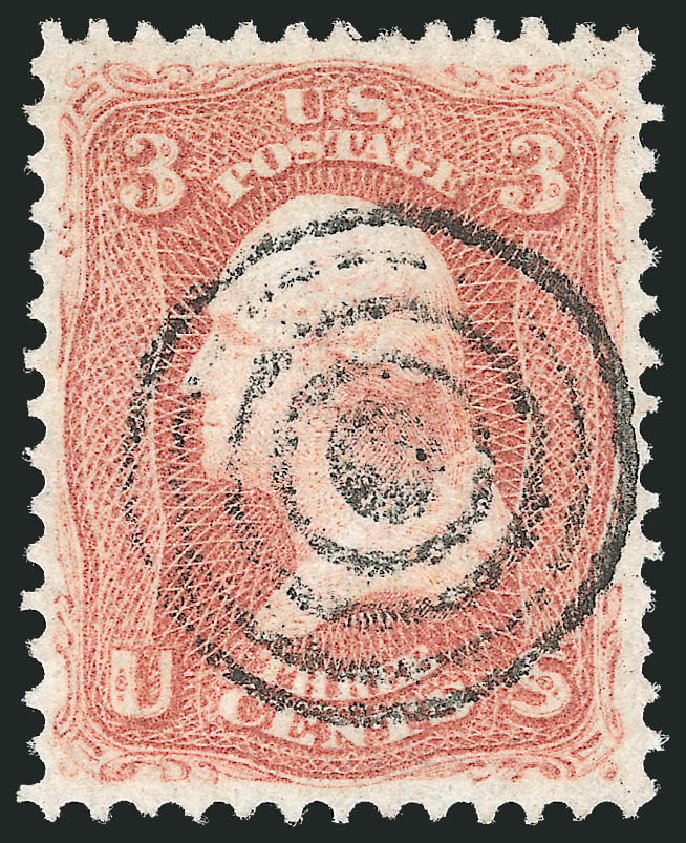 US Stamps Prices Scott Cat. 94: 3c 1868 Washington Grill. Robert Siegel Auction Galleries, Oct 2012, Sale 1032, Lot 3168