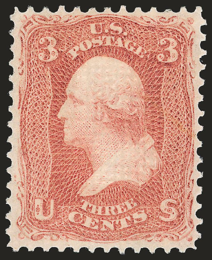 US Stamp Values Scott Cat. 94: 3c 1868 Washington Grill. Robert Siegel Auction Galleries, Jun 2010, Sale 992, Lot 2158