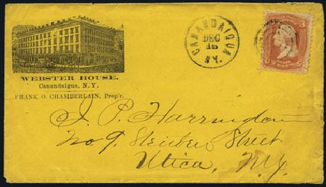 US Stamps Prices Scott 94 - 1868 3c Washington Grill. Harmer-Schau Auction Galleries, Jan 2013, Sale 96, Lot 449