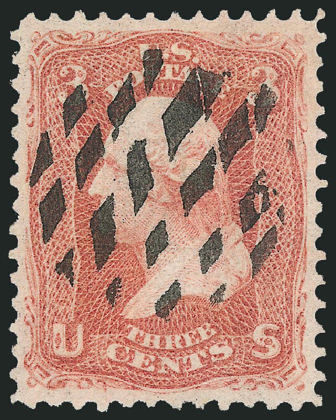 Value of US Stamp Scott Catalogue 94 - 3c 1868 Washington Grill. Robert Siegel Auction Galleries, Dec 2013, Sale 1062, Lot 279