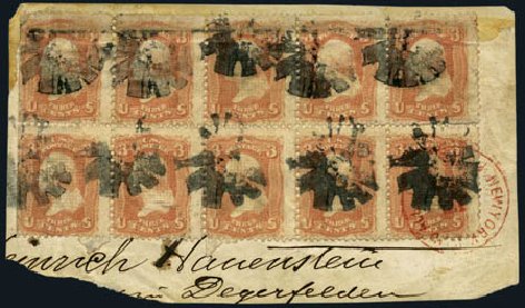 Prices of US Stamps Scott Cat. #94: 1868 3c Washington Grill. Harmer-Schau Auction Galleries, May 2012, Sale 93, Lot 270