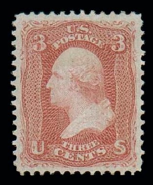 US Stamps Prices Scott Cat. 94: 3c 1868 Washington Grill. Matthew Bennett International, Oct 2007, Sale 320, Lot 411