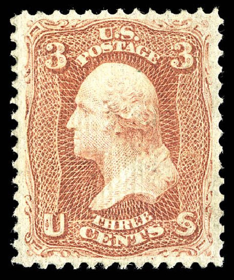 Value of US Stamp Scott Catalogue #94 - 1868 3c Washington Grill. Matthew Bennett International, Sep 2012, Sale 345, Lot 124