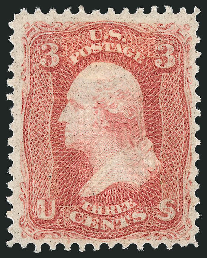 US Stamp Value Scott Catalogue 94: 1868 3c Washington Grill. Robert Siegel Auction Galleries, Oct 2011, Sale 1014, Lot 1245