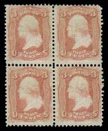 Cost of US Stamps Scott Cat. #94 - 1868 3c Washington Grill. Matthew Bennett International, Dec 2007, Sale 325, Lot 1552