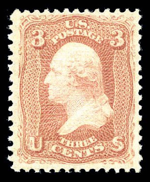 Values of US Stamp Scott Cat. # 94: 3c 1868 Washington Grill. Matthew Bennett International, Sep 2010, Sale 333, Lot 3473