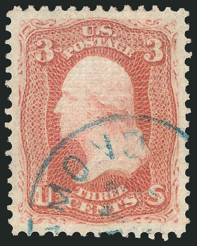 Prices of US Stamps Scott Catalogue #94 - 1868 3c Washington Grill. Robert Siegel Auction Galleries, Oct 2012, Sale 1032, Lot 3166