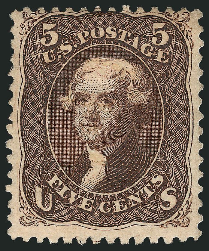 Cost of US Stamps Scott Catalog 95 - 5c 1868 Jefferson Grill. Robert Siegel Auction Galleries, Mar 2012, Sale 1021, Lot 257