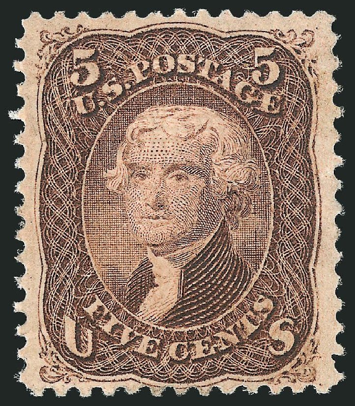 Cost of US Stamps Scott #95: 1868 5c Jefferson Grill. Robert Siegel Auction Galleries, Nov 2013, Sale 1057, Lot 658
