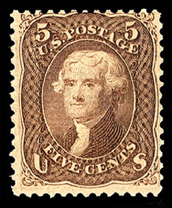 Prices of US Stamps Scott Catalogue # 95: 5c 1868 Jefferson Grill. Cherrystone Auctions, Jun 2011, Sale 201106, Lot 29
