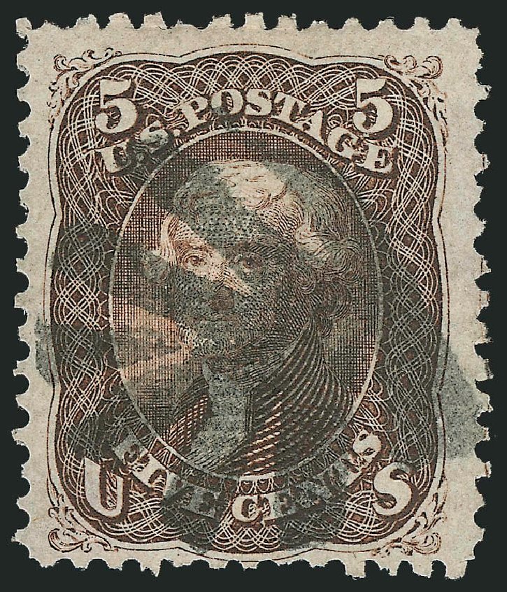 US Stamps Value Scott Catalog #95 - 5c 1868 Jefferson Grill. Robert Siegel Auction Galleries, Jun 2010, Sale 992, Lot 2159