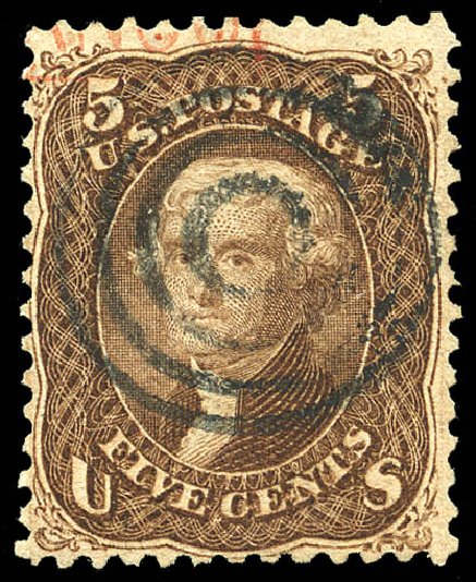 Values of US Stamp Scott Catalog # 95 - 5c 1868 Jefferson Grill. Matthew Bennett International, May 2014, Sale 350, Lot 170