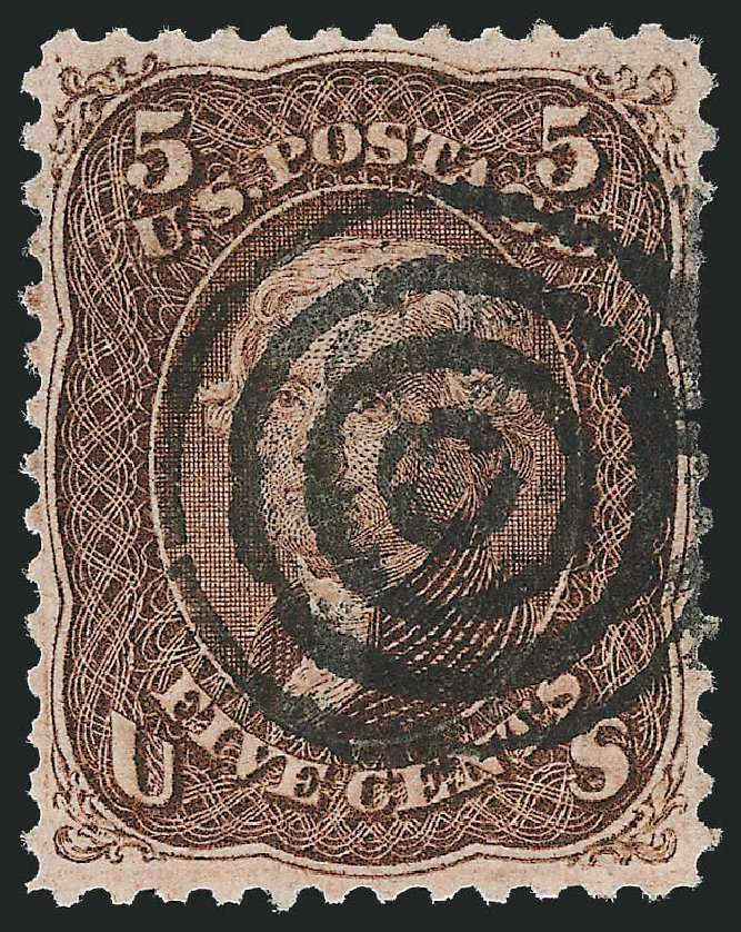 US Stamp Price Scott Cat. 95: 1868 5c Jefferson Grill. Robert Siegel Auction Galleries, Mar 2011, Sale 1007, Lot 2240