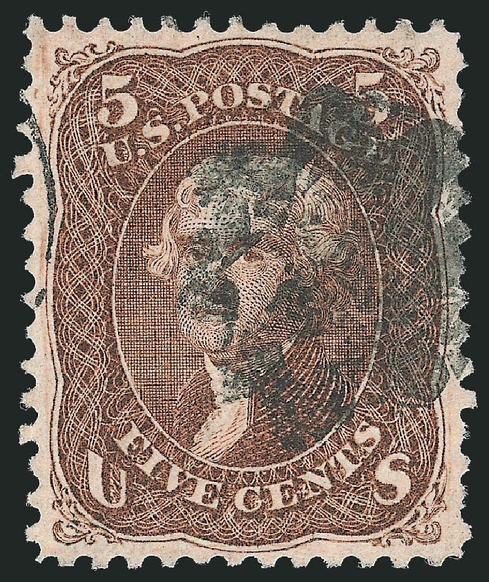 Price of US Stamp Scott Catalogue #95 - 5c 1868 Jefferson Grill. Robert Siegel Auction Galleries, Jun 2012, Sale 1024, Lot 160