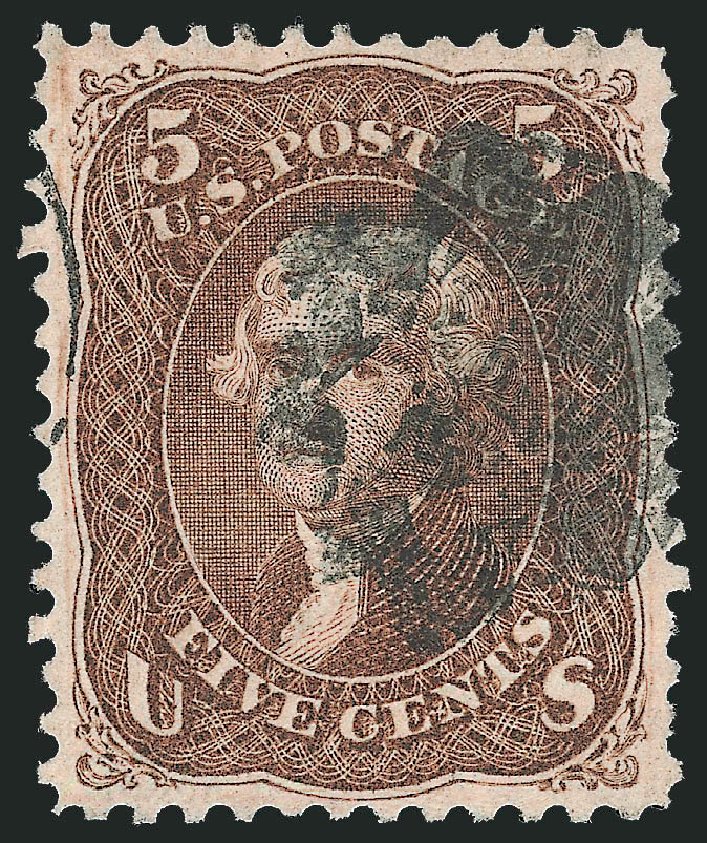 Costs of US Stamp Scott Catalog #95: 1868 5c Jefferson Grill. Robert Siegel Auction Galleries, Nov 2014, Sale 1084, Lot 3280