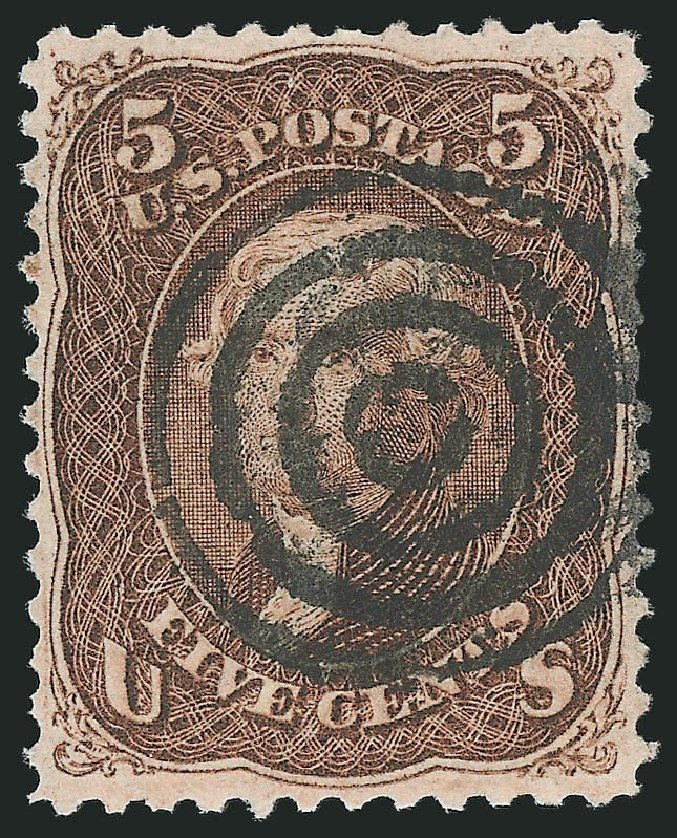 Cost of US Stamps Scott Catalogue #95: 5c 1868 Jefferson Grill. Robert Siegel Auction Galleries, Dec 2014, Sale 1090, Lot 1230
