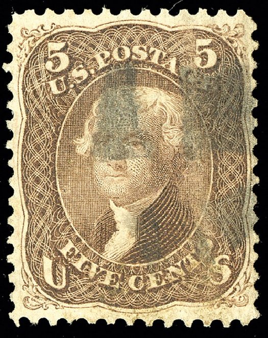 Costs of US Stamp Scott Catalogue 95 - 5c 1868 Jefferson Grill. Spink Shreves Galleries, May 2014, Sale 148, Lot 130