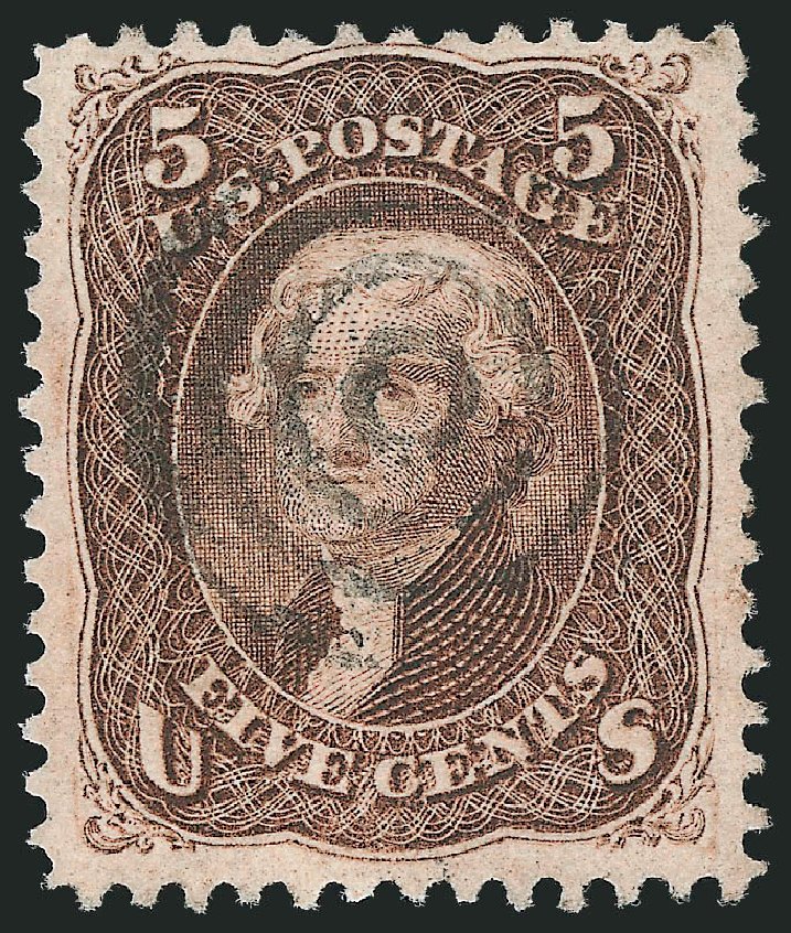 Value of US Stamps Scott # 95 - 5c 1868 Jefferson Grill. Robert Siegel Auction Galleries, Dec 2013, Sale 1062, Lot 281