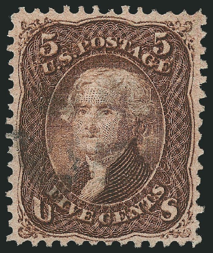 Values of US Stamps Scott 95 - 1868 5c Jefferson Grill. Robert Siegel Auction Galleries, Dec 2014, Sale 1090, Lot 1231