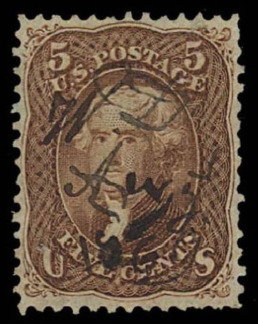 Prices of US Stamps Scott Cat. # 95 - 5c 1868 Jefferson Grill. Daniel Kelleher Auctions, Oct 2011, Sale 626, Lot 114