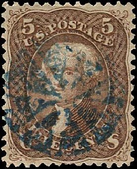 Prices of US Stamp Scott Cat. # 95: 1868 5c Jefferson Grill. Regency-Superior, Nov 2014, Sale 108, Lot 225