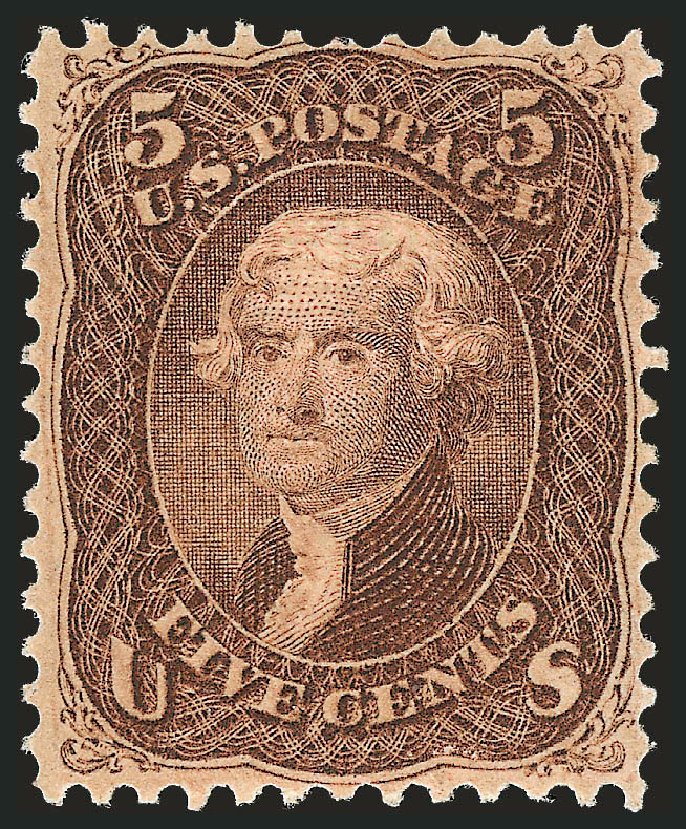 Costs of US Stamp Scott Cat. #95: 5c 1868 Jefferson Grill. Robert Siegel Auction Galleries, Feb 2010, Sale 983, Lot 65