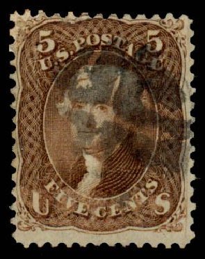 Value of US Stamps Scott Cat. # 95: 5c 1868 Jefferson Grill. Daniel Kelleher Auctions, Sep 2013, Sale 639, Lot 382