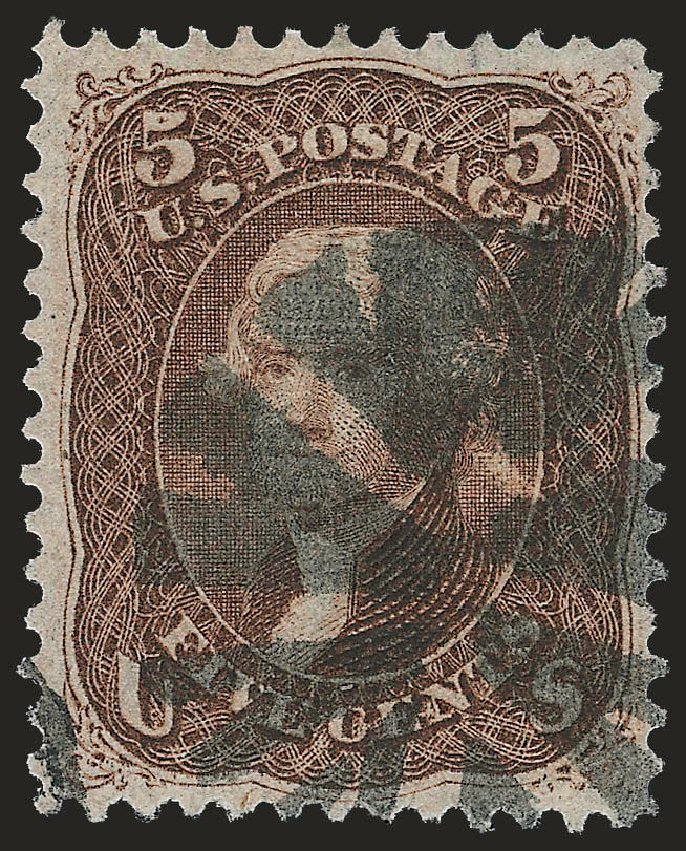 US Stamps Prices Scott Cat. # 95 - 1868 5c Jefferson Grill. Robert Siegel Auction Galleries, Sep 2009, Sale 976, Lot 1412