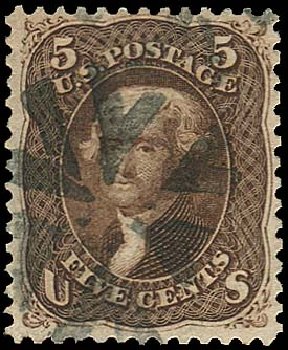 Value of US Stamp Scott Catalogue 95 - 1868 5c Jefferson Grill. Regency-Superior, Jan 2015, Sale 109, Lot 703