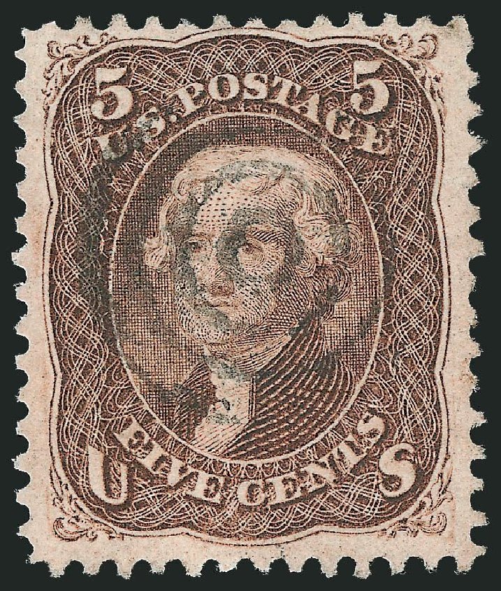 Costs of US Stamps Scott Catalogue # 95: 5c 1868 Jefferson Grill. Robert Siegel Auction Galleries, Jul 2014, Sale 1077, Lot 103