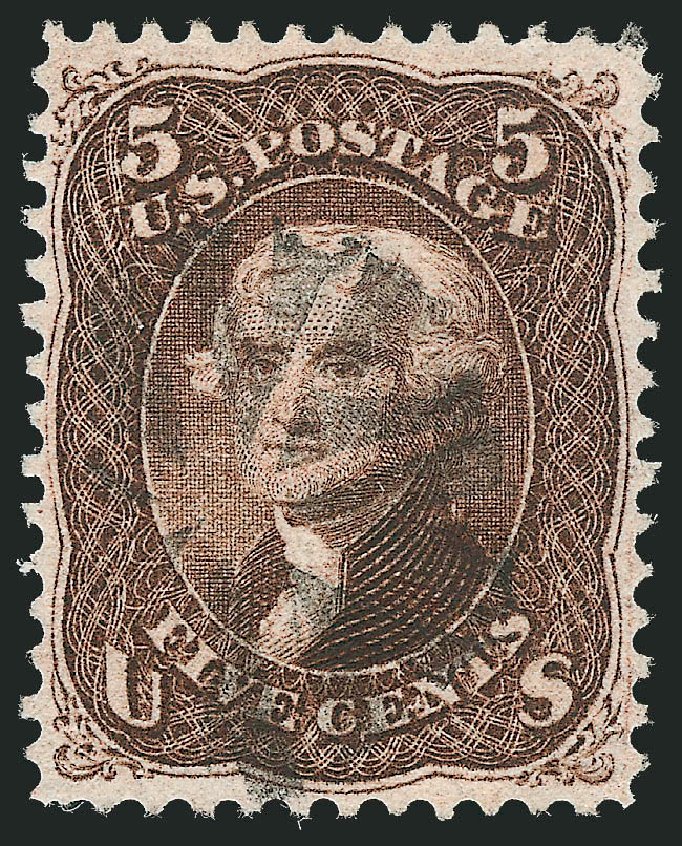 US Stamp Prices Scott Cat. 95 - 5c 1868 Jefferson Grill. Robert Siegel Auction Galleries, Nov 2012, Sale 1034, Lot 106