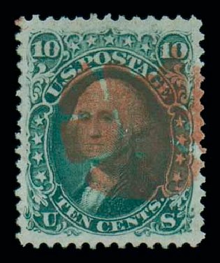 Values of US Stamps Scott Catalogue 96: 1868 10c Washington Grill. Matthew Bennett International, Dec 2007, Sale 323, Lot 247