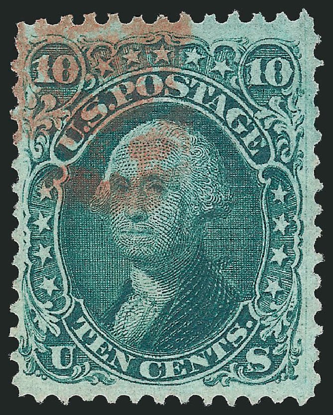 US Stamps Prices Scott Catalog #96 - 1868 10c Washington Grill. Robert Siegel Auction Galleries, Dec 2011, Sale 1017, Lot 537