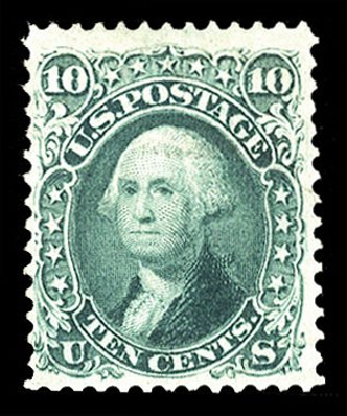 US Stamp Values Scott Catalogue #96: 10c 1868 Washington Grill. Cherrystone Auctions, Jan 2010, Sale 201001, Lot 78