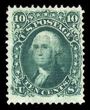 US Stamps Value Scott Catalog #96 - 10c 1868 Washington Grill. Cherrystone Auctions, Sep 2010, Sale 201009, Lot 38